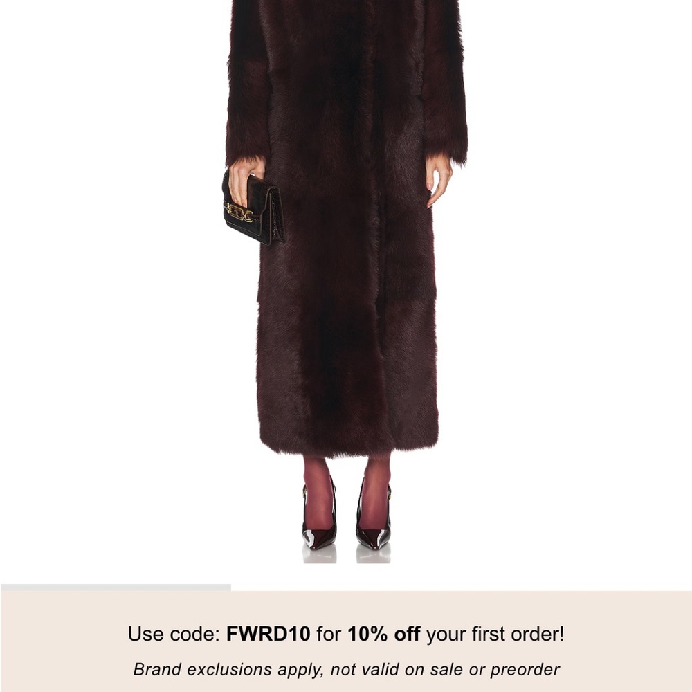 Elegant Women's burgundy, shearling fur coat